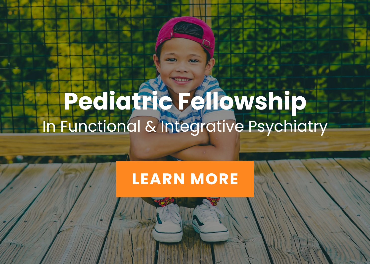 child with hat and Pediatric Fellowship in Functional & Integrative Psychiatry title