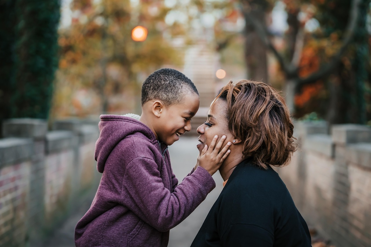 family, portrait, outdoor, fall, leaves, african-american, people, mommy, son, together, happy, love, nature, mom, happy mothers day, mum